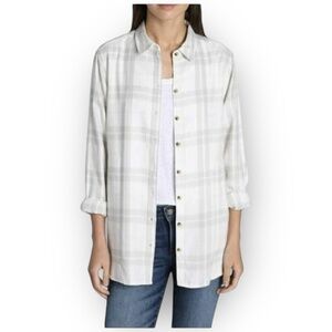 NWT Jachs Girlfriend Plaid Soft Flannel Shirt – Size XL – White/Grey